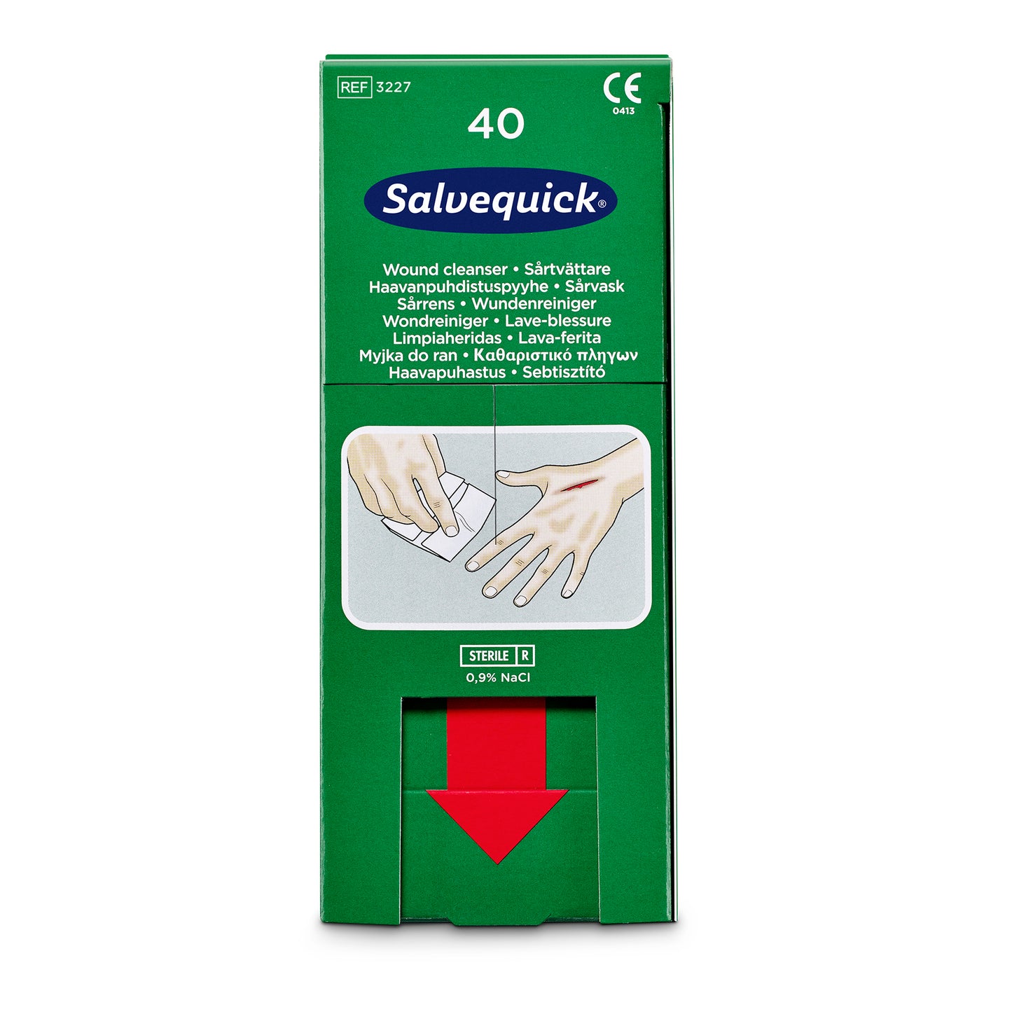 Salvequick Wound Cleanser Refill (0,9% NaCl, Sterile), 40 Wipes