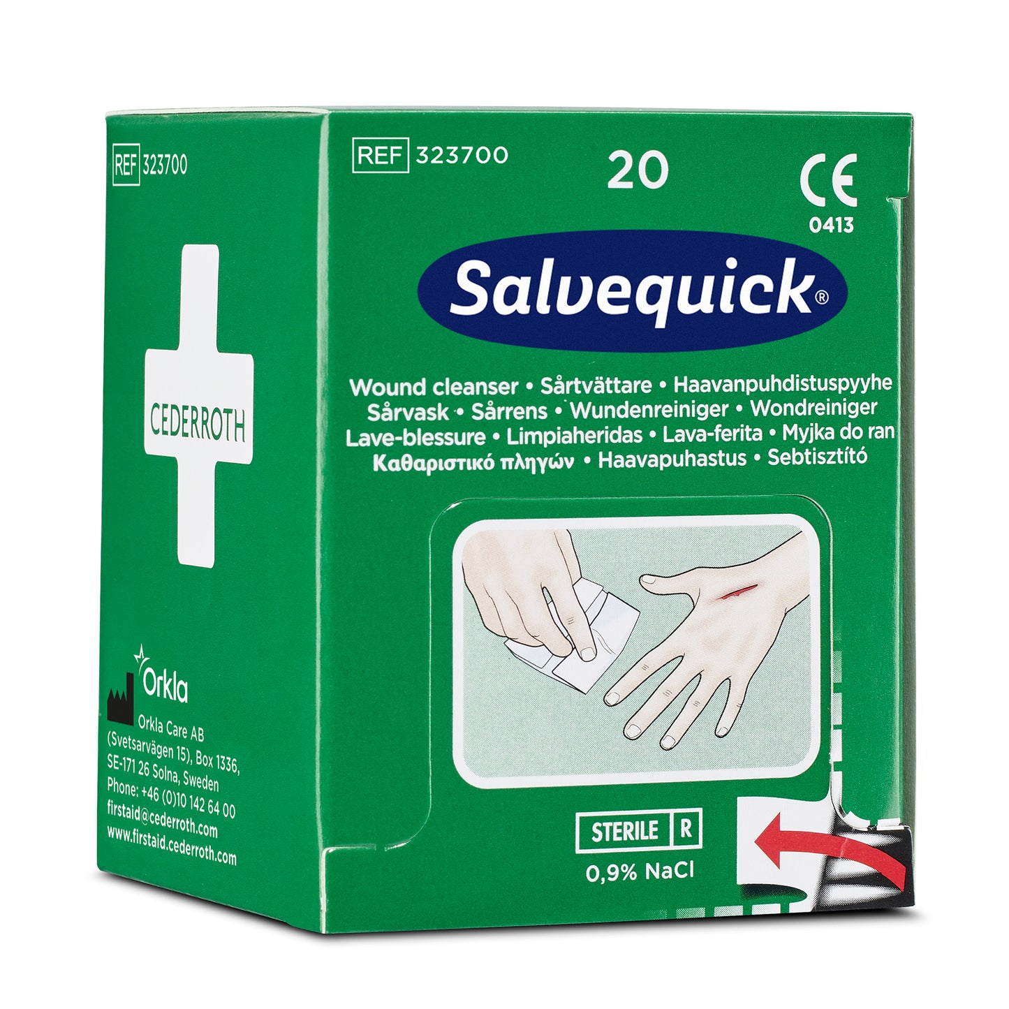 Salvequick Wound Cleanser Refill (0,9% NaCl, Sterile), 20 Wipes