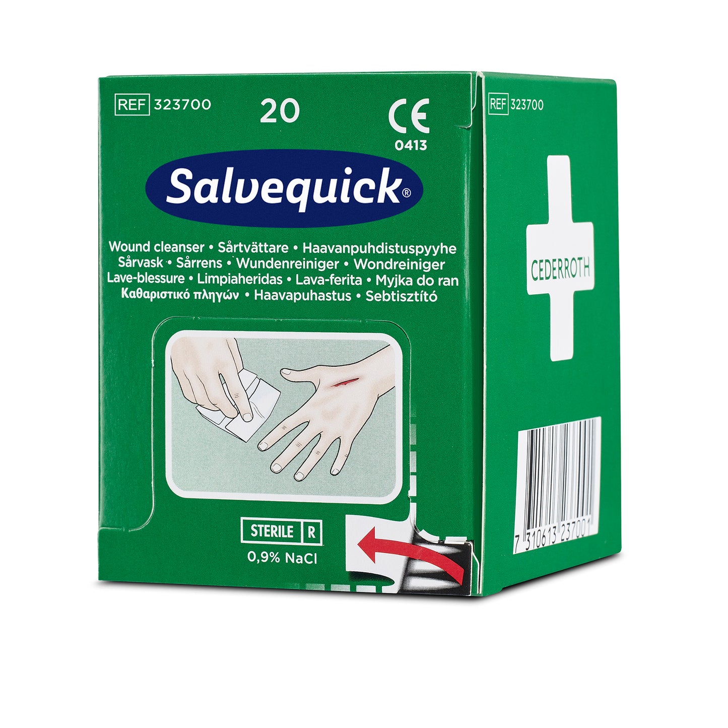 Salvequick Wound Cleanser Refill (0,9% NaCl, Sterile), 20 Wipes